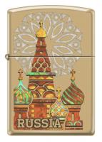 Зажигалка Zippo Россия с покрытием High Polish Brass, латунь/сталь, золотистая