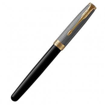 **Parker Sonnet Premium - Black Silver GT, перьевая ручка, F  (СЕРЕБРО 925 пробы)
