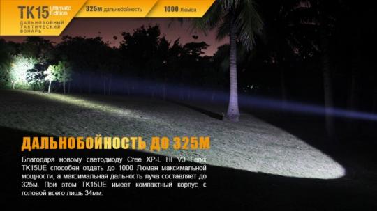 Фонарь светодиодный Fenix TK15UE серый, 1000 лм, аккумулятор